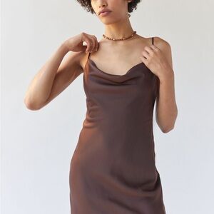 Elegant Brown Slip Dress